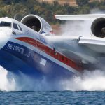 Beriev water bomber jet seaplane in Portugal