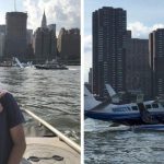 Lucky seaplane accident in Manhattan on the East River