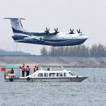 AG600 Kunlong giant seaplane before sea takeoff